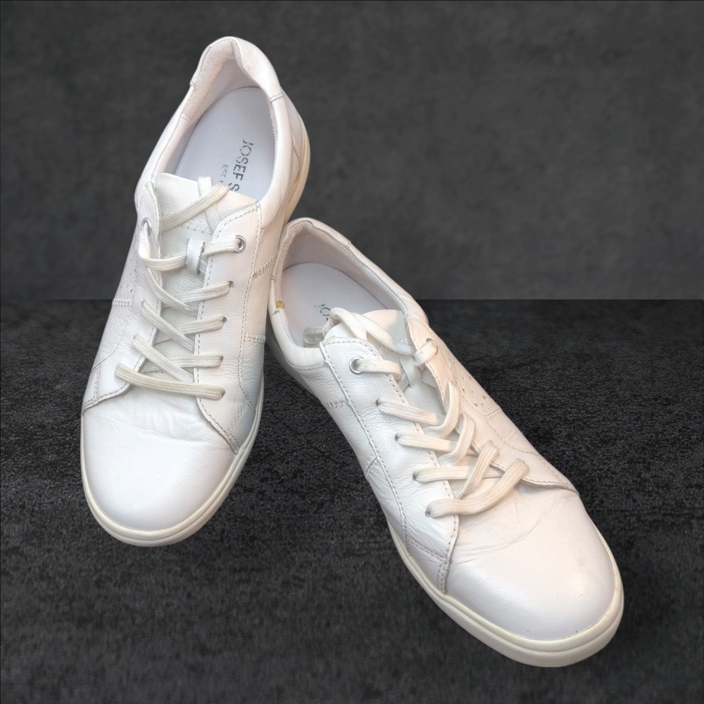 Josef Seibel White Leather Casual Lace-Up Sneakers